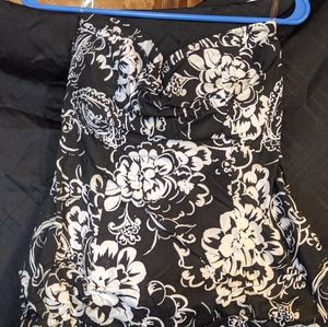 Floral black n white dress